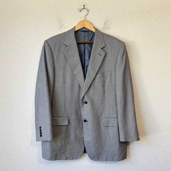 CANALI Blazer Jacket Houndstooth Silk Wool Sport Coat Business Preppy - Picture 1 of 16